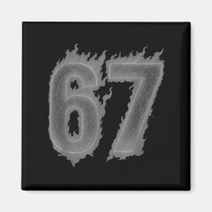 67 Six Seven Dunkle Flammen Bunt Cool Lustig 6 7 M Magnet