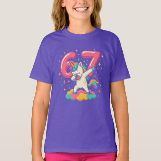 67 Six Seven Einhorn Retro Popkultur T-Shirt