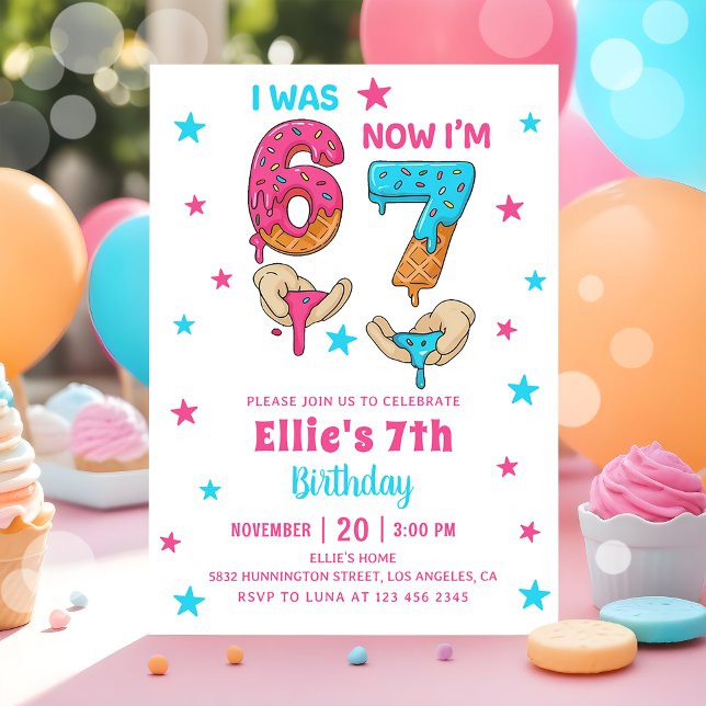 67 Six Seven Girl Birthday Invitation Einladung (Von Creator hochgeladen)