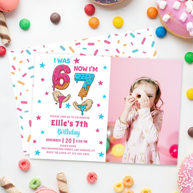 67 Six Seven Girl Birthday Photo Invitation Einladung (Von Creator hochgeladen)