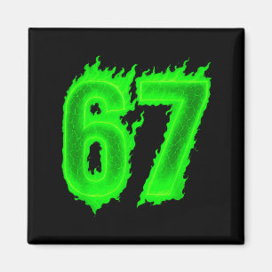 67 Six Seven Grüne Flamme Bunte Coole Lustige 6 7 Magnet