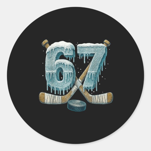 67 Six Seven Hockey Drip Number Funny 6 7 Meme  Runder Aufkleber (Vorderseite)