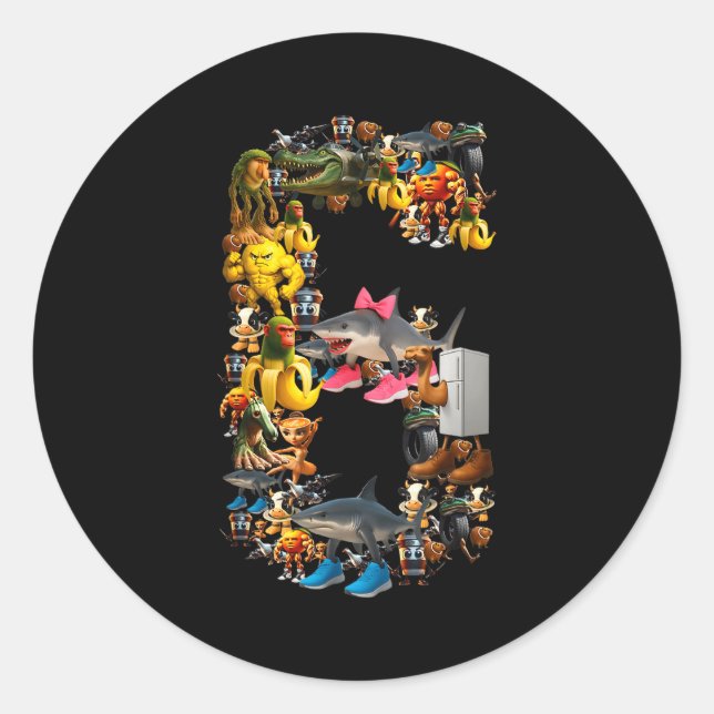 67 Six Seven Italian Brainrot Christmas Matching C Runder Aufkleber (Vorderseite)