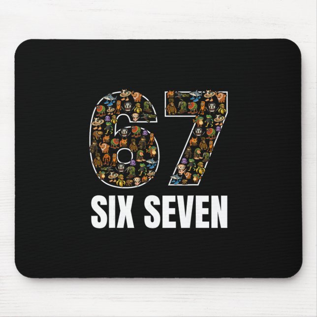 67 Six Seven Italian Brainrot Gen Alpha Slang Meme Mousepad (Vorne)