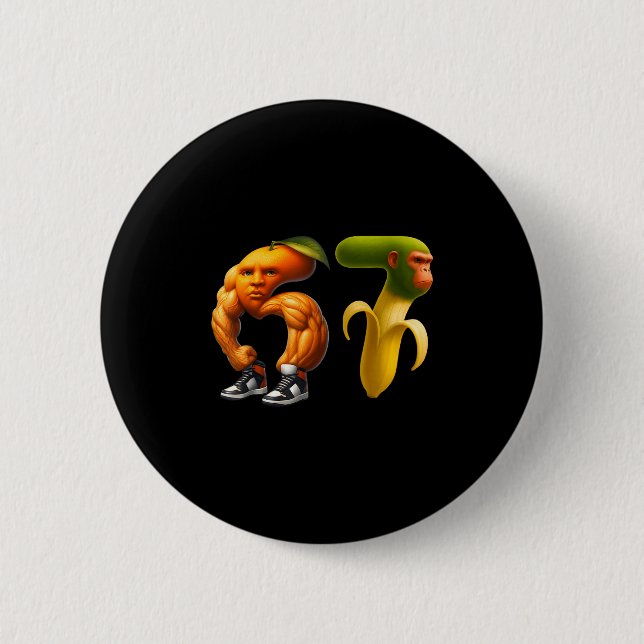 67 Six Seven Italian Brainrot Meme Couple Matching Button (Vorderseite)