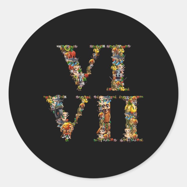 67 Six Seven Italian Brainrot Roman Numeral Meme  Runder Aufkleber (Vorderseite)