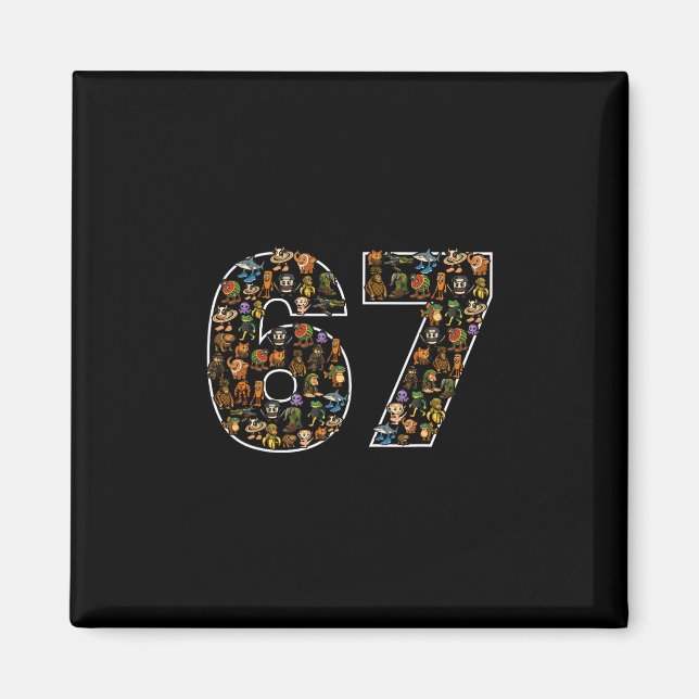 67 Six Seven italienischer Brainrot Gen Alpha Meme Magnet (Vorne)