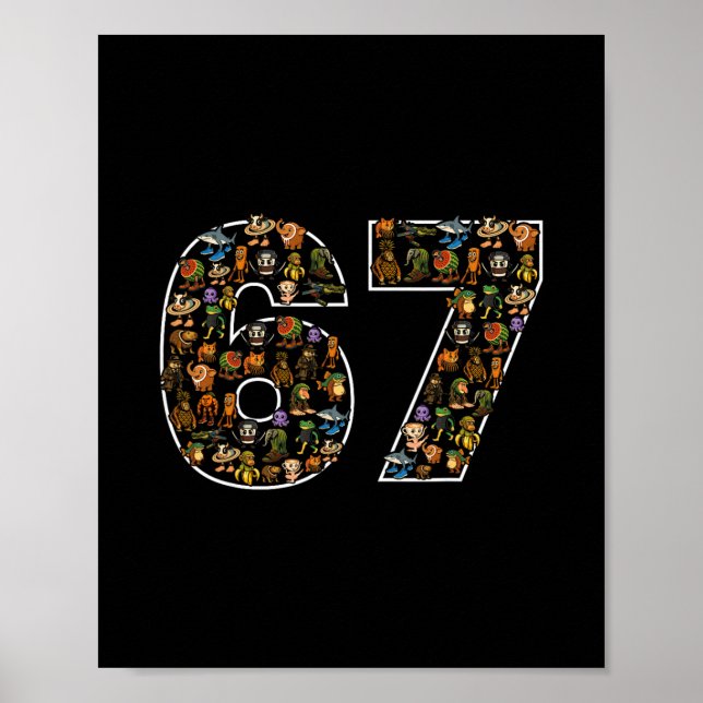 67 Six Seven Italienischer Brainrot Gen Alpha Meme Poster (Vorne)