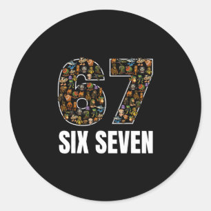 67 Six Seven Italienischer Brainrot Gen Alpha Slan Runder Aufkleber