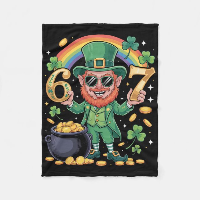 67 Six Seven Lustig 6 7 Meme St Patricks Day Lepre Fleecedecke (Vorderseite)
