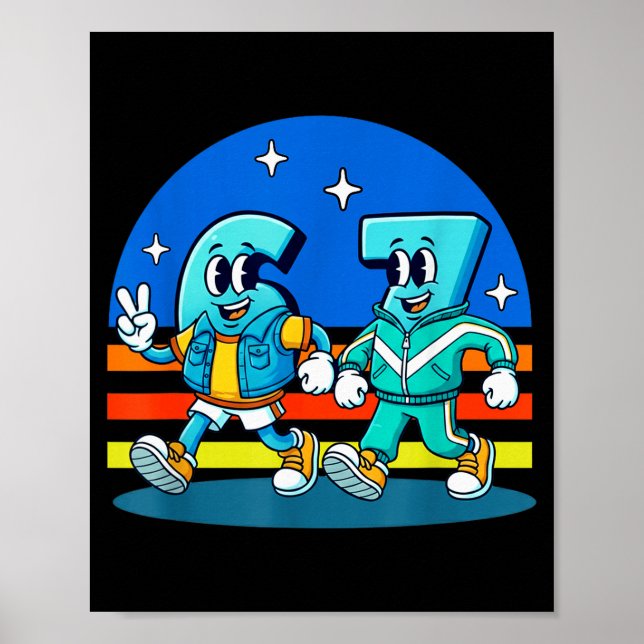 67 Six Seven Lustiges Meme Design Kinder Schule  Poster (Vorne)