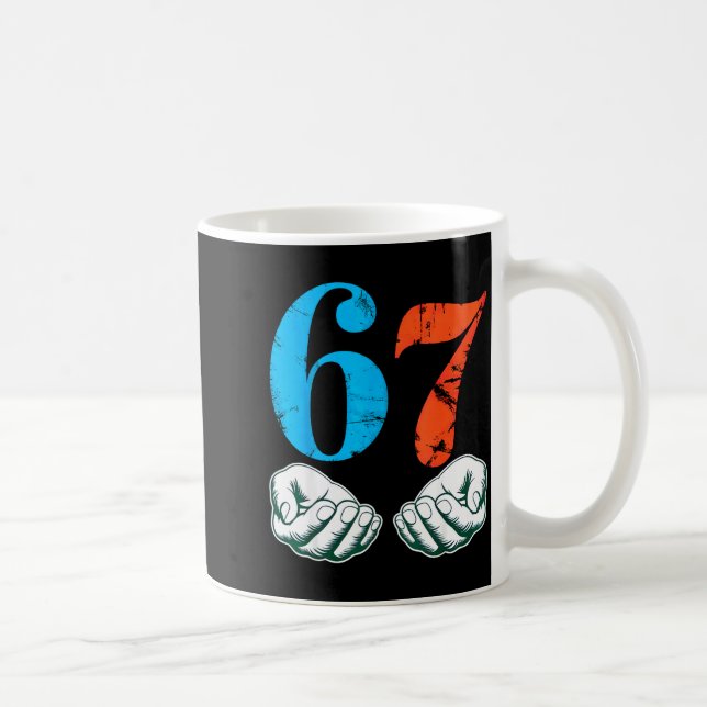 67 Six Seven Meme 6 7 Hände  Kaffeetasse (Rechts)
