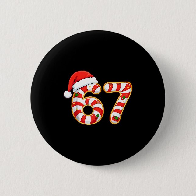 67 Six Seven Meme Gen Alpha Slang Lustiges Weihnac Button (Vorderseite)