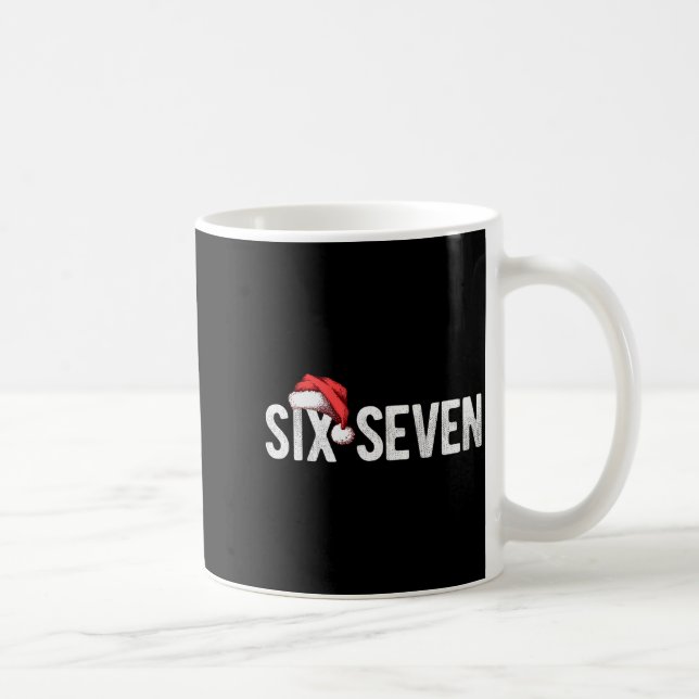 67 Six Seven Meme Gen Alpha Slang Santa Hat Funny  Kaffeetasse (Rechts)