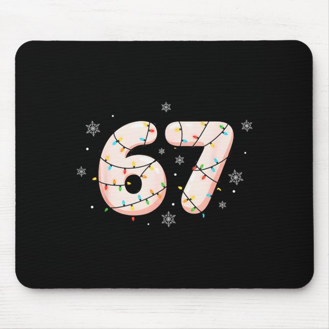 67 Six Seven Meme Gen Alpha Slang Weihnachtsbeleuc Mousepad (Vorne)