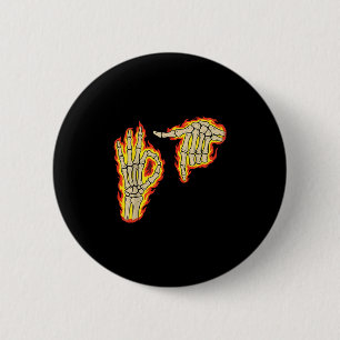 67 Six Seven Meme Skelett Feuer Vintage Rock Party Button