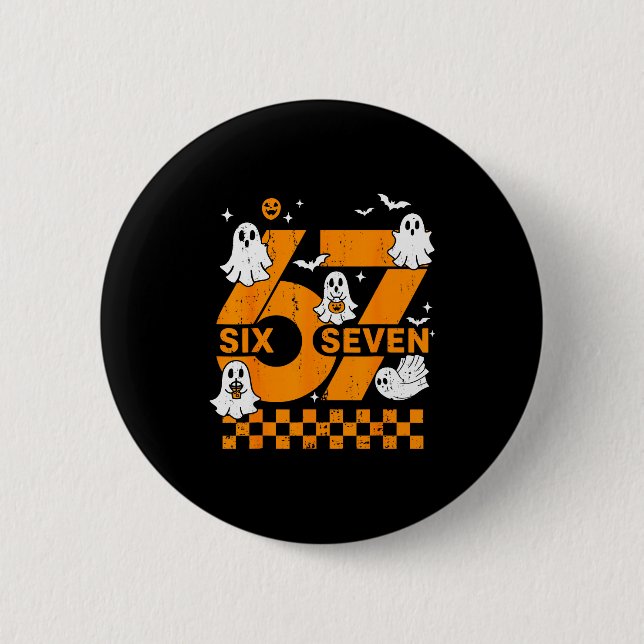 67 Six Seven Meme Spaß 6 7 Paar passendes Hallowee Button (Vorderseite)