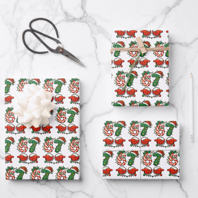 67 Six Seven Meme Weihnachten Geschenkpapier Set (Vorderseite)