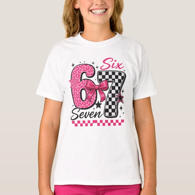67 Six Seven Pink Retro Pop Culture T-Shirt (Vorderseite)