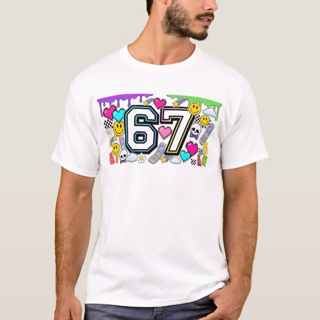67 Six Seven Retro Y2K Ästhetik  T-Shirt (Vorderseite)