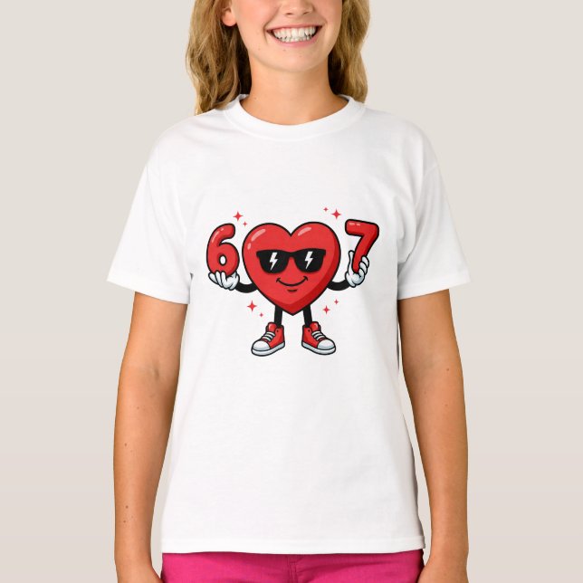 67 Six Seven Roter Valentinstag T-Shirt (Vorderseite)