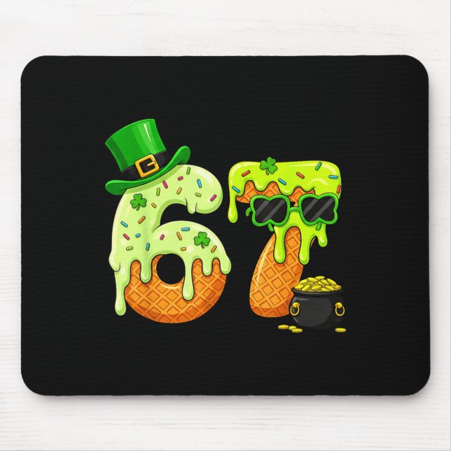67 Six Seven Shamrock Funny St Patrick’s Day Boys  Mousepad (Vorne)