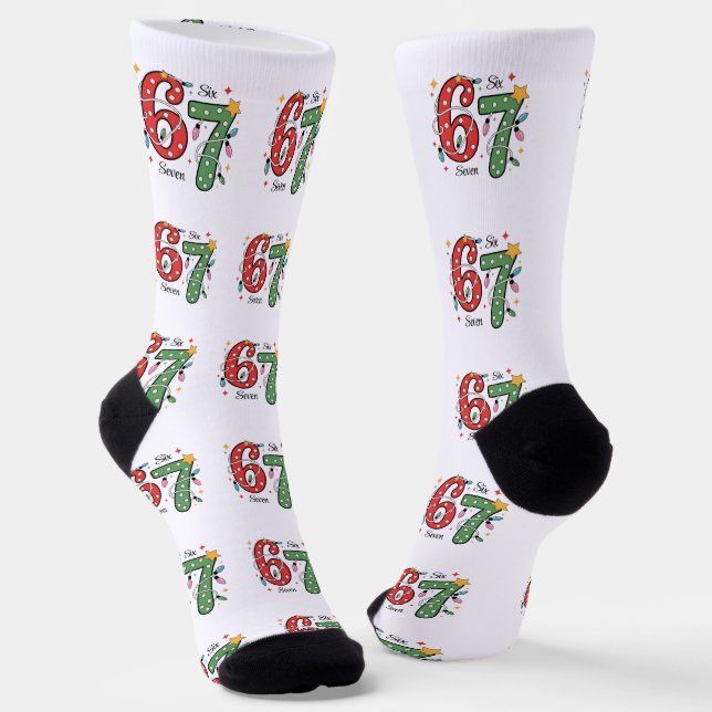 67 Six Seven Socken, einzigartige Weihnachtsgesche Socken (Gewinkelt)