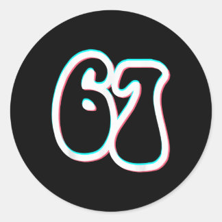 67 Six Seven Trendig 6 7endy Retro Groovy 67 Meme Runder Aufkleber