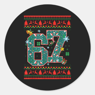 67 Six Seven Weihnachten Lustiges Meme Hand 67 Paa Runder Aufkleber