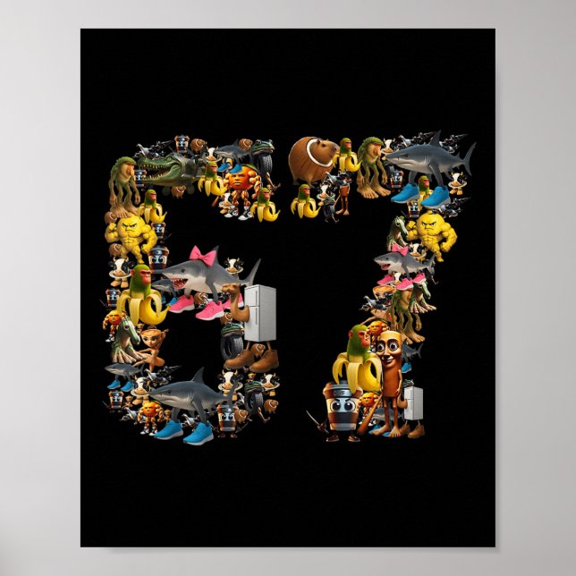 67 Six Sieben Geburtstag Meme Viral Italienisches  Poster (Vorne)