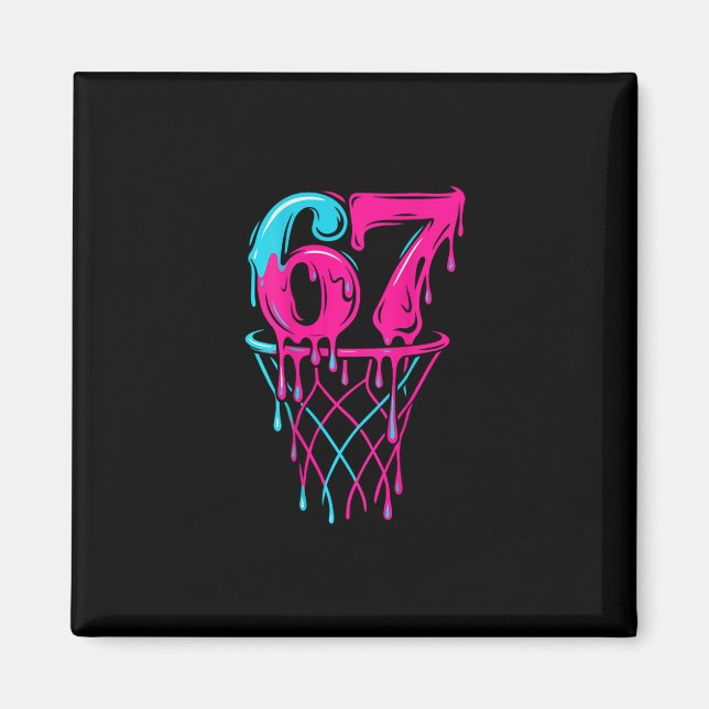 67 Sketll Tropfen Six Sieben Funny Gen Alpha Magnet (Vorne)