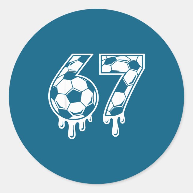 67 Soccer Ice Cream Drip Gen Alpha Six Seven Meme  Runder Aufkleber (Vorderseite)