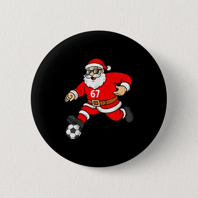 67 Soccer Santa Six Seven Meme Christmas Srt Men B Button (Vorderseite)