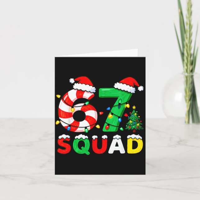 67 Squad Christmas Candy Cane Six Seven Meme Xmas  Karte (Vorderseite)