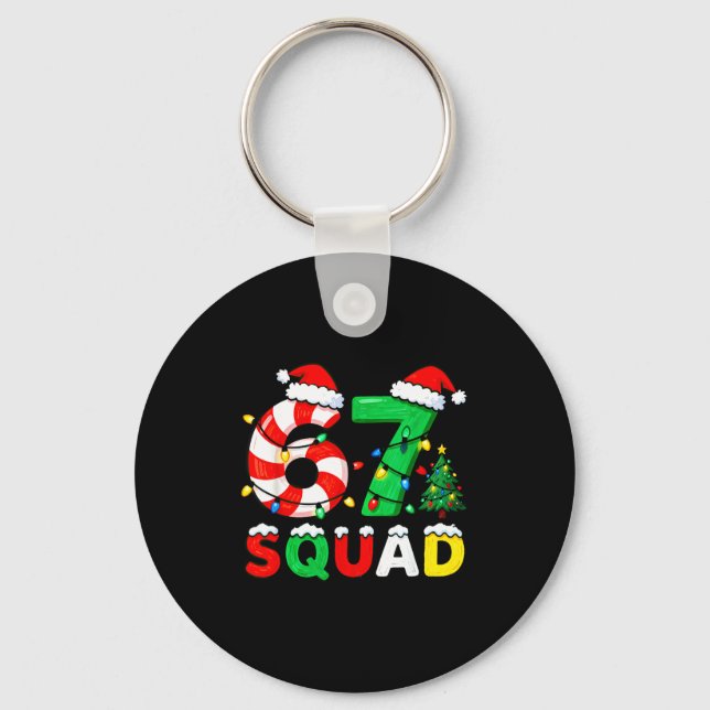 67 Squad Christmas Candy Cane Six Seven Meme Xmas  Schlüsselanhänger (Vorderseite)