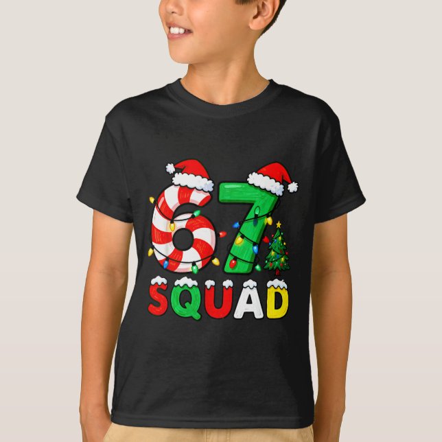 67 Squad Christmas Candy Cane Six Seven Meme Xmas  T-Shirt (Vorderseite)