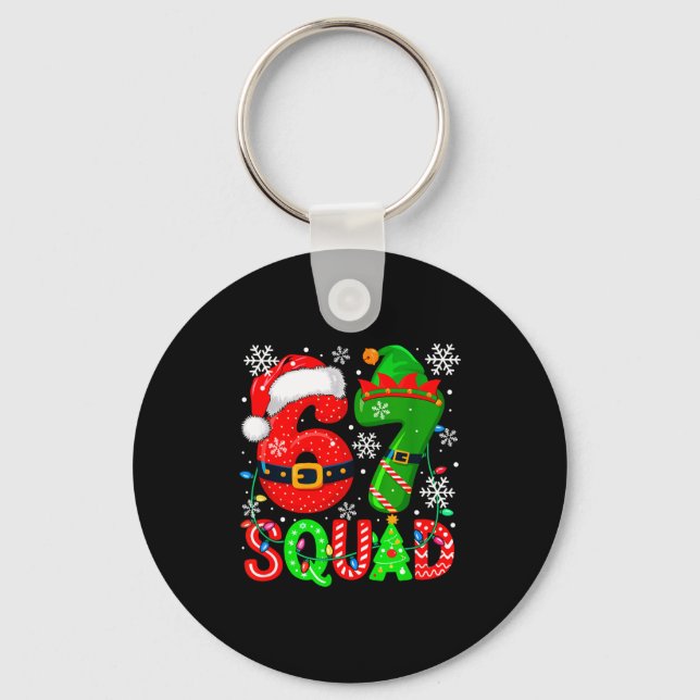 67 Squad Christmas Santa Elf Colorful Costume Kids Schlüsselanhänger (Vorderseite)