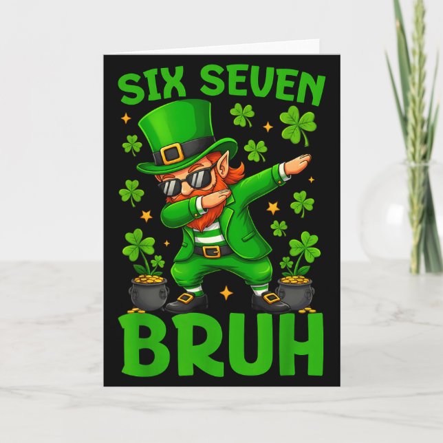 67 St Patricks Day Funny Six Seven Meme Leprechaun Karte (Vorderseite)