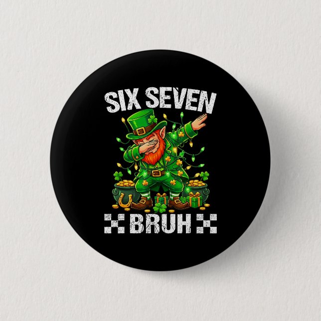 67 St Patricks Funny Six Seven Meme Leprechaun Boy Button (Vorderseite)