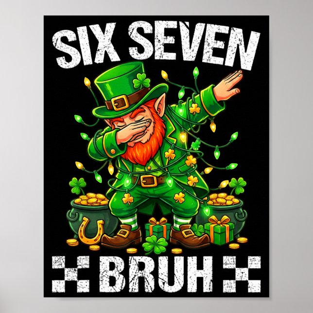 67 St Patricks Funny Six Seven Meme Leprechaun Boy Poster (Vorne)