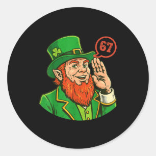 67 St. Patricks Lustiger Six Seven Meme Leprechaun Runder Aufkleber
