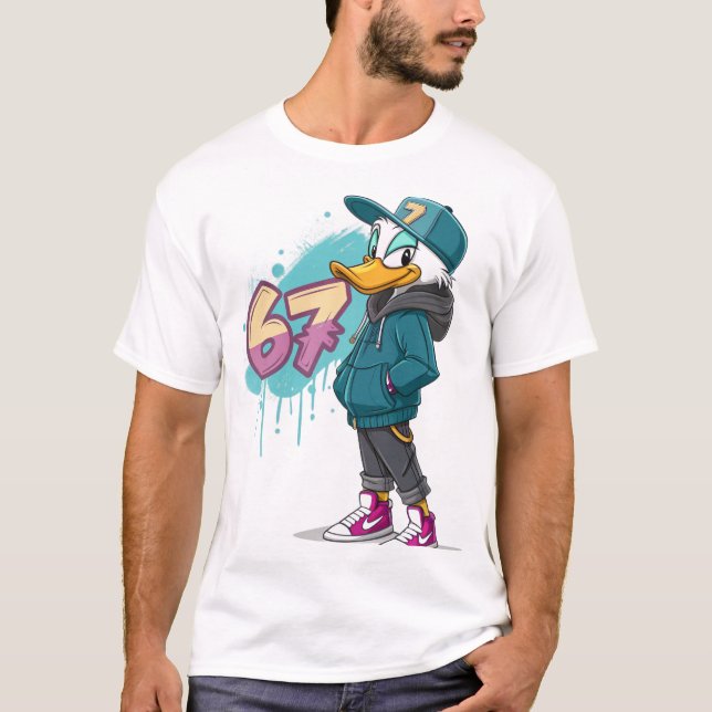 67 Street Duck – Urban Cartoon Style T-Shirt (Vorderseite)