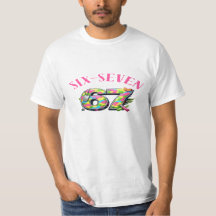 67 Style Neon T-Shirt – Lustige und kühne Zahl-Shi