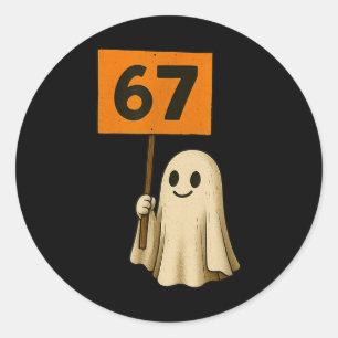 67 Süße Halloween-Geist Vintage-Minimalist-Design Runder Aufkleber