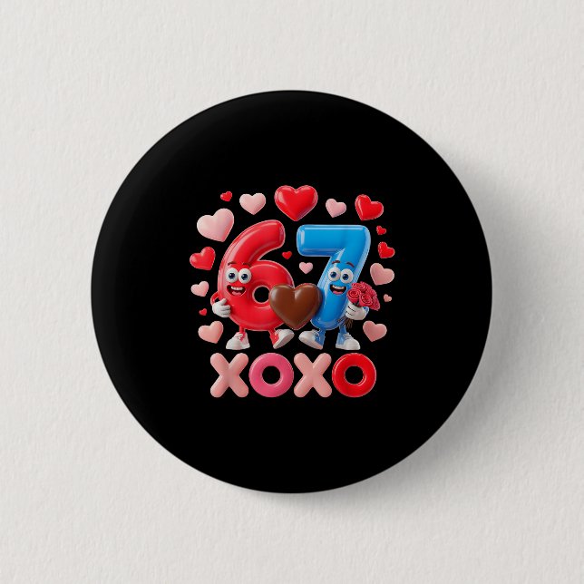 67 Süße Sechs Sieben Gen Meme Paar-Jubiläum Vale Button (Vorderseite)