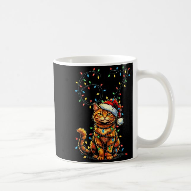 67 Tabby Orange Cat Christmas Santa Hat Six Seven  Kaffeetasse (Rechts)