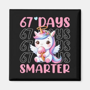 67 Tage schlauer Süßes Einhorn 67. Tag Schulmädche Magnet