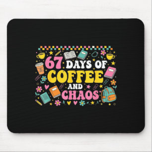 67 Tage Schule Kaffee Liebhaber Lehrer Retro Sechs Mousepad