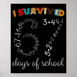 67 Tage Schule überlebt Lustiges Vintage-Mathe-Mem Poster