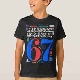 67 Tage Schultag Lehrer Kind Junge 67 Mathe Pi Zah T-Shirt